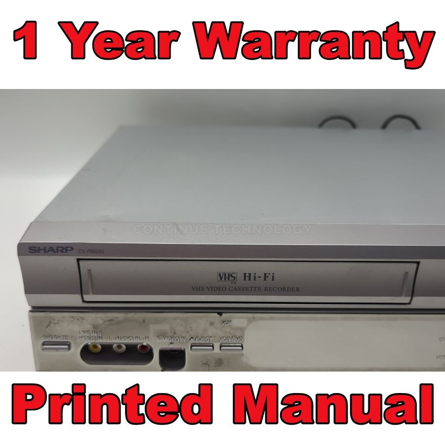 Representative photograph of the same model: SHARP DV-RW250H VCR VHS to DVD Recorder Tapes Converter EXT SKY REC 1yr WARRANTY – image 3