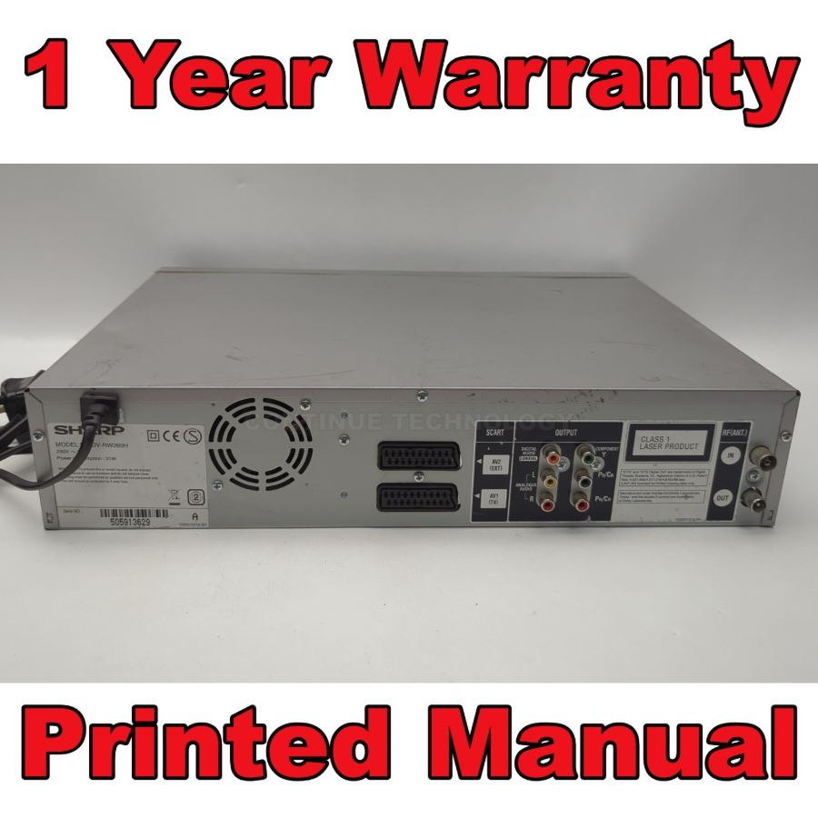 Representative photograph of the same model: SHARP DV-RW260H VCR VHS to DVD Recorder Tapes Converter,EXT SKY REC 1YR WARRANTY – image 7