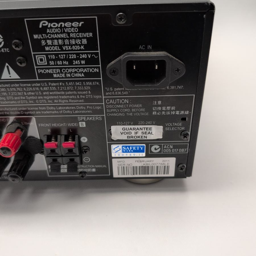 Pioneer VSX-920-K 7.1 Channel AV Receiver HDMI Home Cinema Amplifier – image 10
