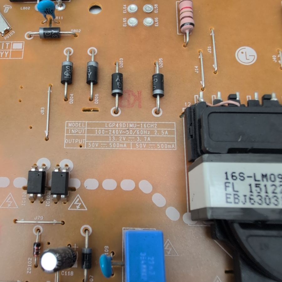 LG EAY64388821 EAX66944001(1.4) Power Supply Board for 49" TV LGP49DIMU-16CH2 – image 5