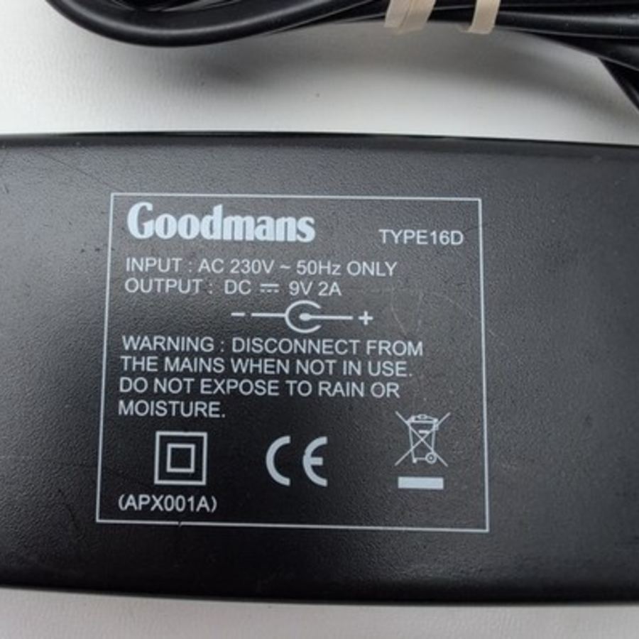 Goodmans TYPE16D APX001A Power Supply Adapter Black 9-Volts 2-Amp 3-Pin UK Plug – image 6
