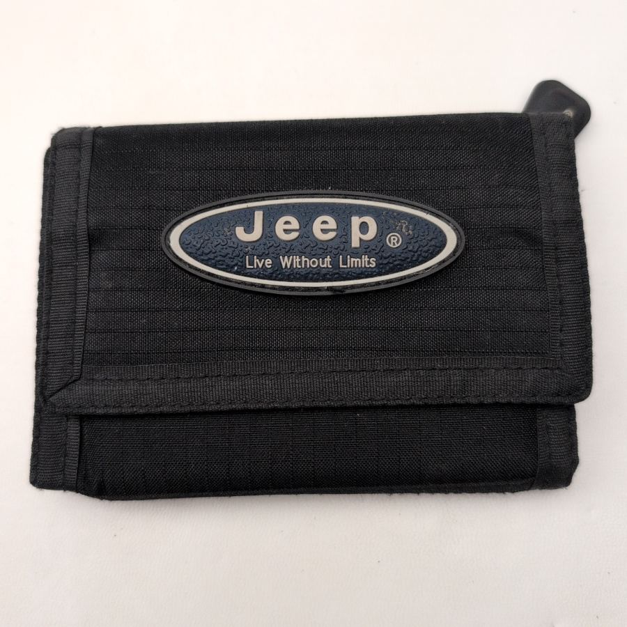 Men's Wallet Black Jeep Tri fold canvas wallet card & coins