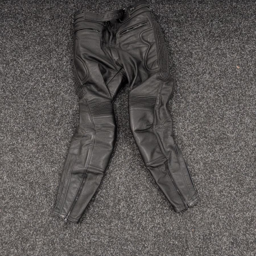 Vintage Premium Black Motorcycle Trousers Pants 100% Genuine Leather W34" L30"