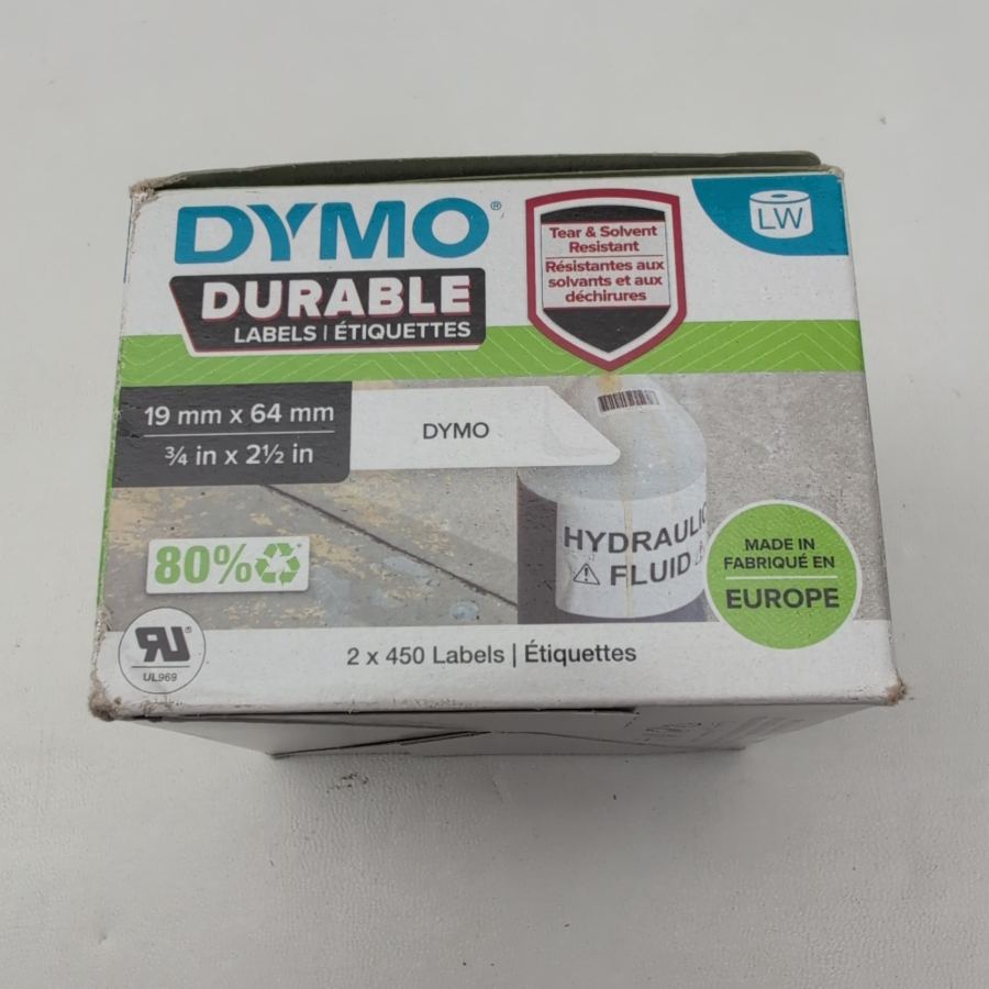 Representative photograph of the same model: Original Dymo 2112284 Durable 19mm x 64mm Adhesive Label solvent chemical proof