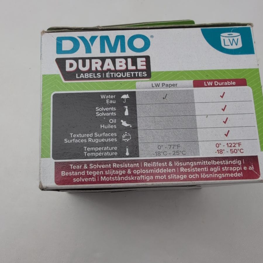 Representative photograph of the same model: Original Dymo 2112284 Durable 19mm x 64mm Adhesive Label solvent chemical proof – image 4