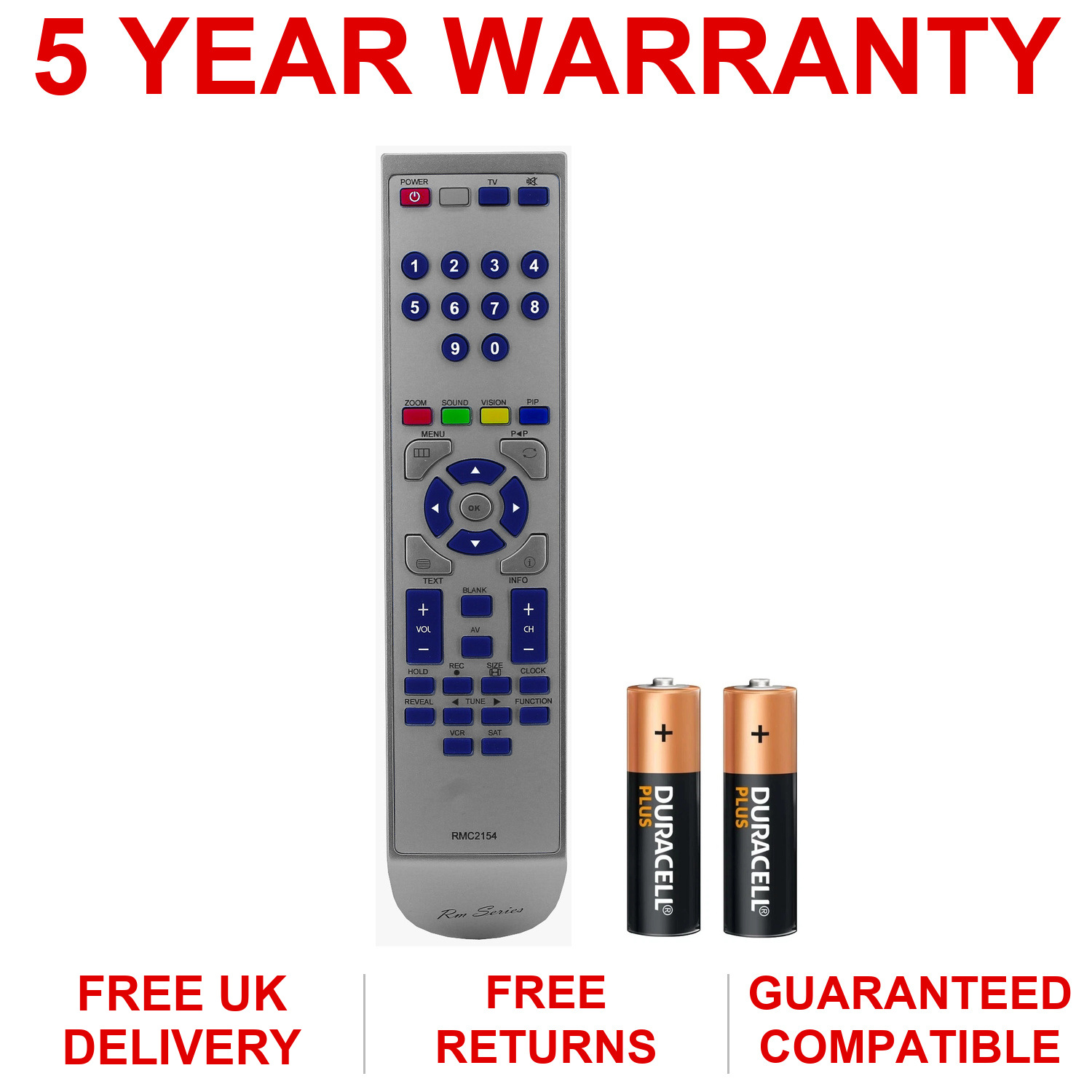 Remote control for Finlux RCF702 with optional batteries